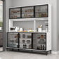 Contemporary Buffet Table Glass Doors Faux Wood Buffet Stand with Doors for Kitchen White 3 Clearhalo 'buffet_sideboard' 'Buffets & Sideboards' 'furn' 'furn_buffet_sideboard' 'Furniture' 'Kitchen & Dining Furniture' 7478217