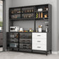 Contemporary Buffet Table Glass Doors Faux Wood Buffet Stand with Doors for Kitchen Grey 2 Clearhalo 'buffet_sideboard' 'Buffets & Sideboards' 'furn' 'furn_buffet_sideboard' 'Furniture' 'Kitchen & Dining Furniture' 7478227