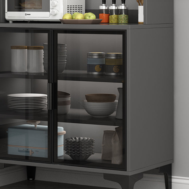 Contemporary Buffet Table Glass Doors Faux Wood Buffet Stand with Doors for Kitchen Clearhalo 'buffet_sideboard' 'Buffets & Sideboards' 'furn' 'furn_buffet_sideboard' 'Furniture' 'Kitchen & Dining Furniture' 7478228