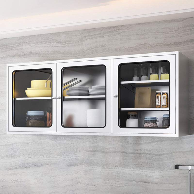 Contemporary Display Stand Stainless Steel Hutch Cabinet for Dining Room 59"L x 14"W x 24"H Tempered Glass Clearhalo 'Display & China Cabinets' 'display_china_cabinets' 'furn' 'furn_display_china_cabinets' 'Furniture' 'Kitchen & Dining Furniture' 7478397