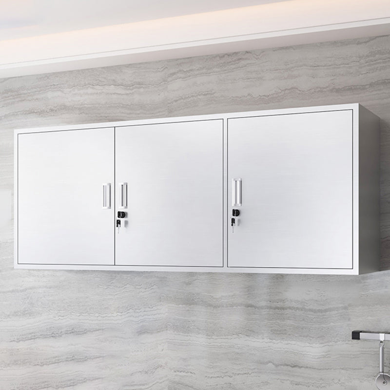 Contemporary Display Stand Stainless Steel Hutch Cabinet for Dining Room 59"L x 14"W x 24"H Steel Clearhalo 'Display & China Cabinets' 'display_china_cabinets' 'furn' 'furn_display_china_cabinets' 'Furniture' 'Kitchen & Dining Furniture' 7478403