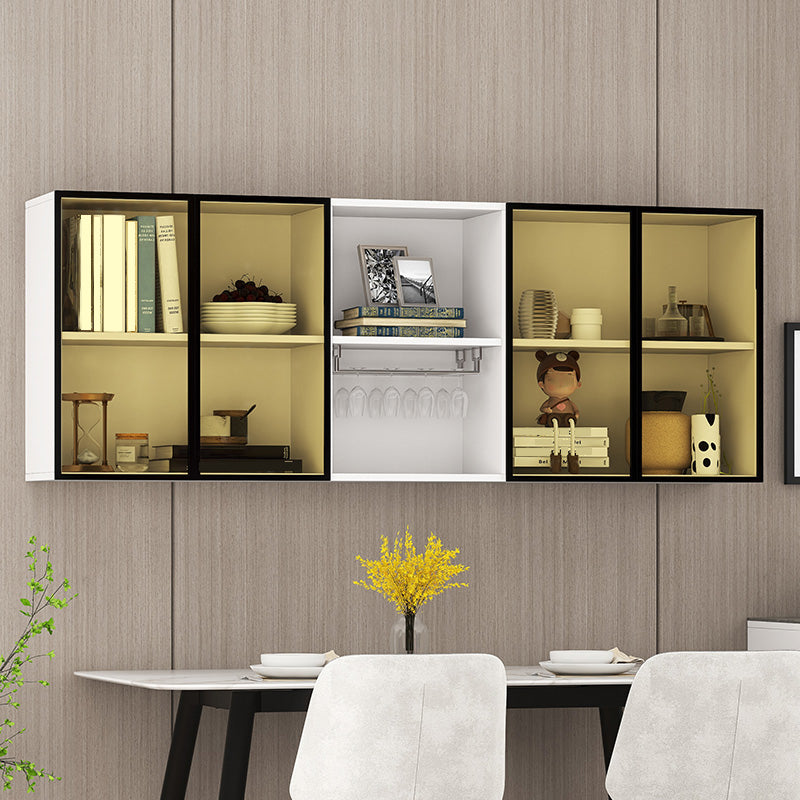 Contemporary Wall Mounted Display Stand Faux Wood Buffet Cabinet for Dining Room Clearhalo 'Display & China Cabinets' 'display_china_cabinets' 'furn' 'furn_display_china_cabinets' 'Furniture' 'Kitchen & Dining Furniture' 7478439