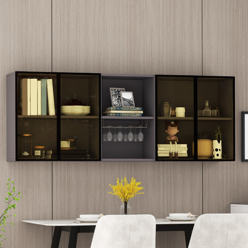 Contemporary Wall Mounted Display Stand Faux Wood Buffet Cabinet for Dining Room Grey Clearhalo 'Display & China Cabinets' 'display_china_cabinets' 'furn' 'furn_display_china_cabinets' 'Furniture' 'Kitchen & Dining Furniture' 7478441