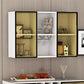 Contemporary Wall Mounted Display Stand Faux Wood Buffet Cabinet for Dining Room 43"L x 13"W x 27"H White Clearhalo 'Display & China Cabinets' 'display_china_cabinets' 'furn' 'furn_display_china_cabinets' 'Furniture' 'Kitchen & Dining Furniture' 7478443