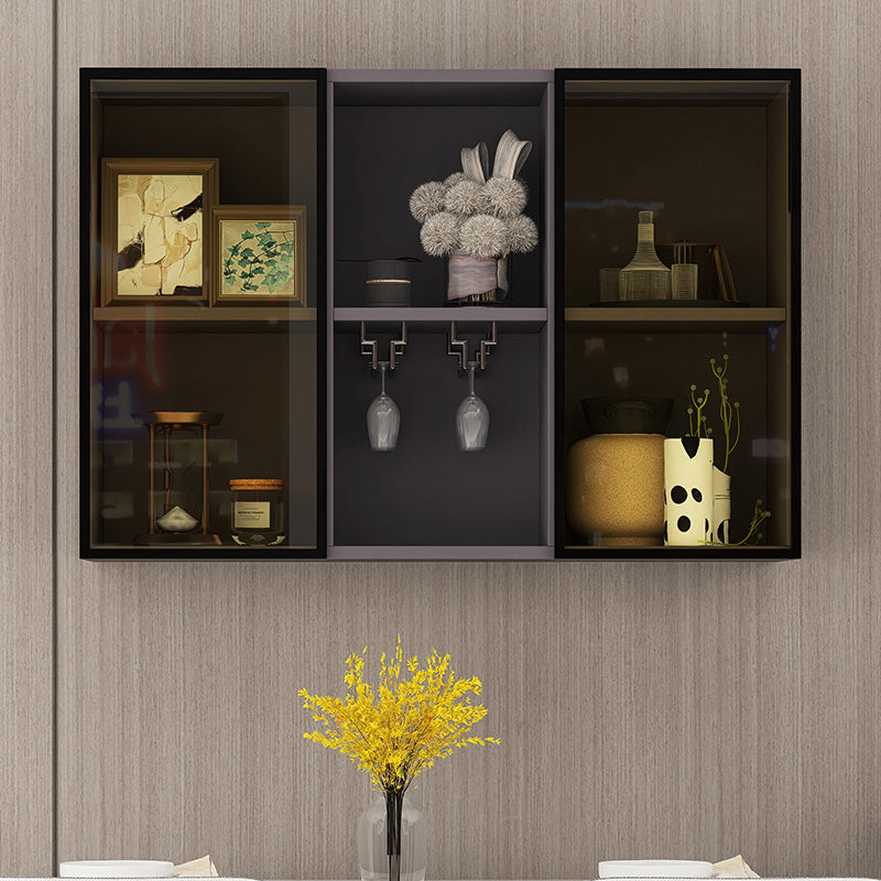 Contemporary Wall Mounted Display Stand Faux Wood Buffet Cabinet for Dining Room Clearhalo 'Display & China Cabinets' 'display_china_cabinets' 'furn' 'furn_display_china_cabinets' 'Furniture' 'Kitchen & Dining Furniture' 7478446