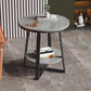 Contemporary Stone End Table Cross Base Round Top Side End Table with Shelf Clearhalo 'Coffee & Accent Tables' 'End & Side Tables' 'end_side_tables' 'furn' 'furn_end_side_tables' 'Furniture' 'Living Room Furniture' 7484623