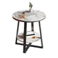 Contemporary Stone End Table Cross Base Round Top Side End Table with Shelf Pandora Gold 1 Clearhalo 'Coffee & Accent Tables' 'End & Side Tables' 'end_side_tables' 'furn' 'furn_end_side_tables' 'Furniture' 'Living Room Furniture' 7484630