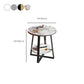 Contemporary Stone End Table Cross Base Round Top Side End Table with Shelf Clearhalo 'Coffee & Accent Tables' 'End & Side Tables' 'end_side_tables' 'furn' 'furn_end_side_tables' 'Furniture' 'Living Room Furniture' 7484635
