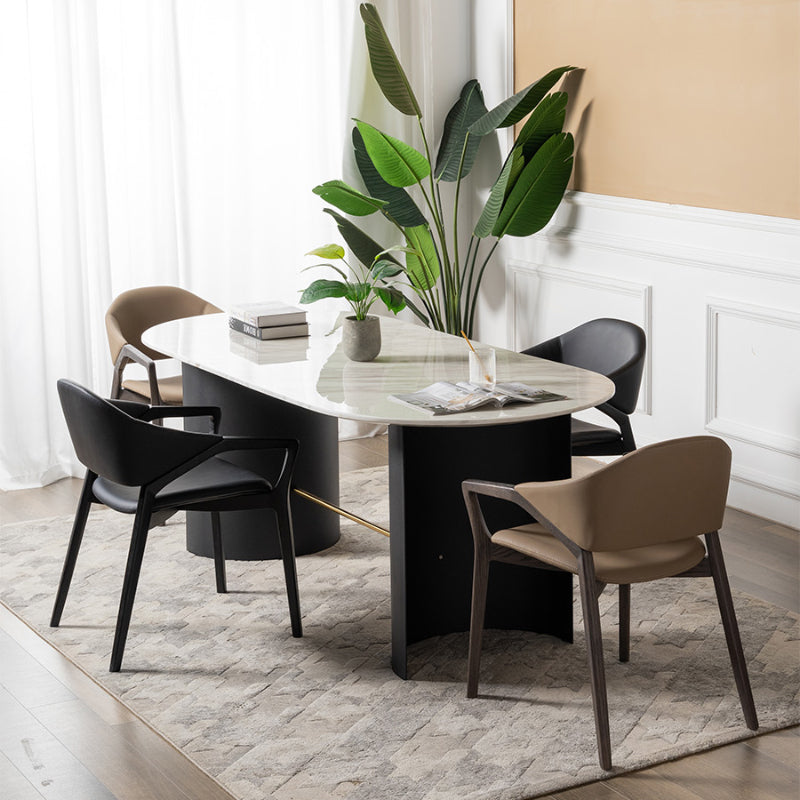 Leder gepolsterte Esstuhl massiv Holz Frame Essarm Stuhl