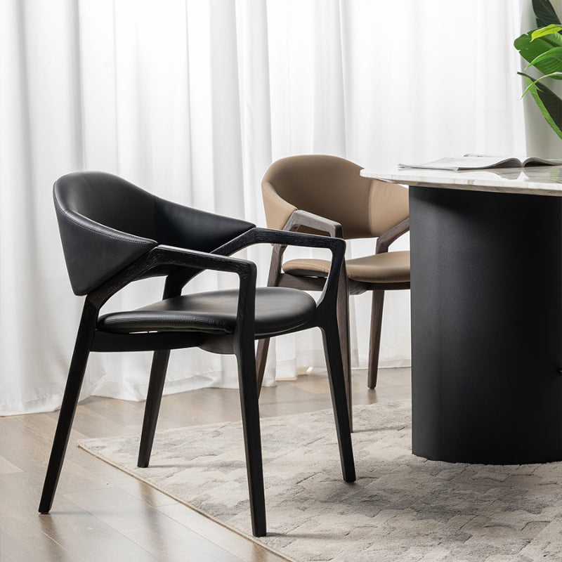 Leder gepolsterte Esstuhl massiv Holz Frame Essarm Stuhl