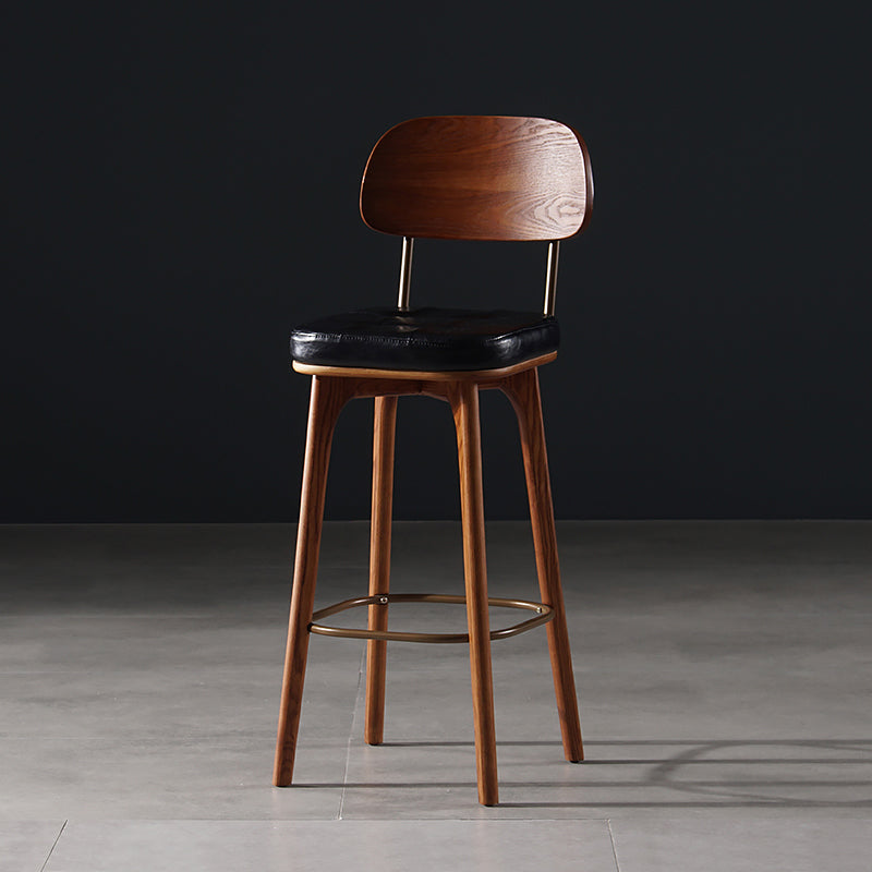 Leather Bar Stools with Wood Frame Contemporary Armless Stools for Home