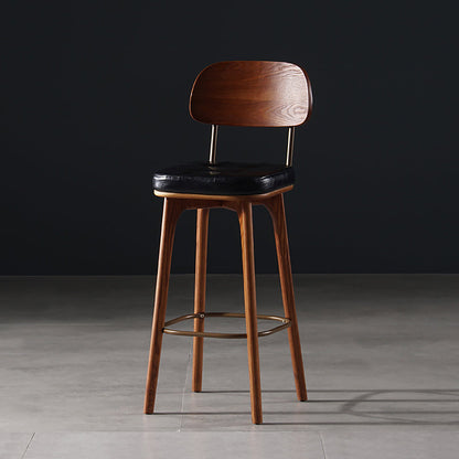 Leather Bar Stools with Wood Frame Contemporary Armless Stools for Home