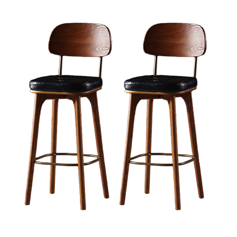 Leather Bar Stools with Wood Frame Contemporary Armless Stools for Home