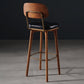 Leather Bar Stools with Wood Frame Contemporary Armless Stools for Home