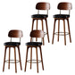 Leather Bar Stools with Wood Frame Contemporary Armless Stools for Home