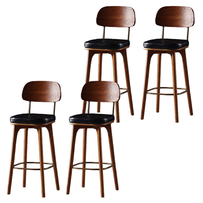 Leather Bar Stools with Wood Frame Contemporary Armless Stools for Home