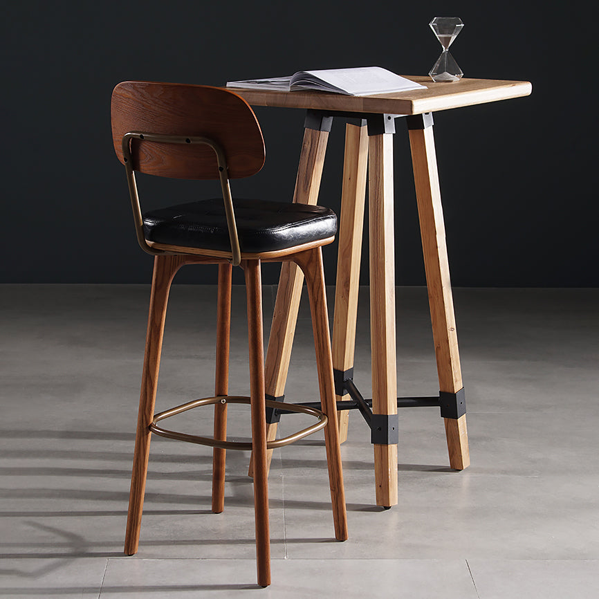 Leather Bar Stools with Wood Frame Contemporary Armless Stools for Home