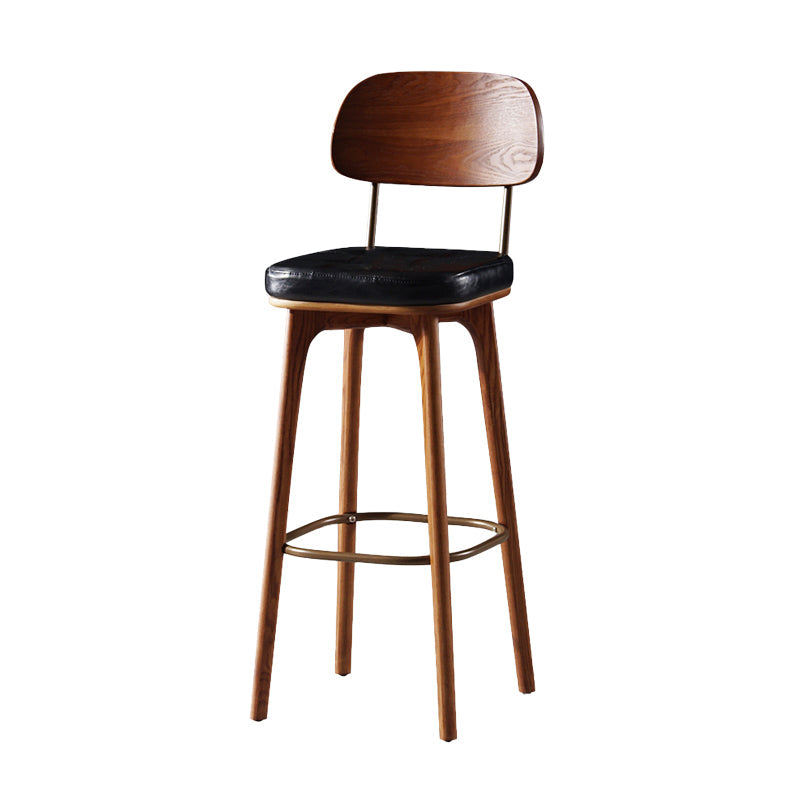 Leather Bar Stools with Wood Frame Contemporary Armless Stools for Home