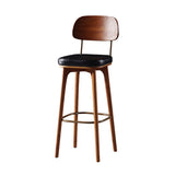 Leather Bar Stools with Wood Frame Contemporary Armless Stools for Home