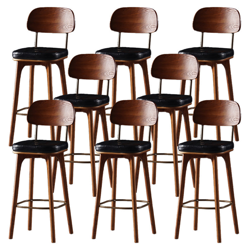 Leather Bar Stools with Wood Frame Contemporary Armless Stools for Home