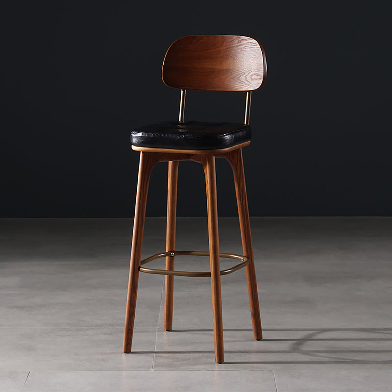 Leather Bar Stools with Wood Frame Contemporary Armless Stools for Home
