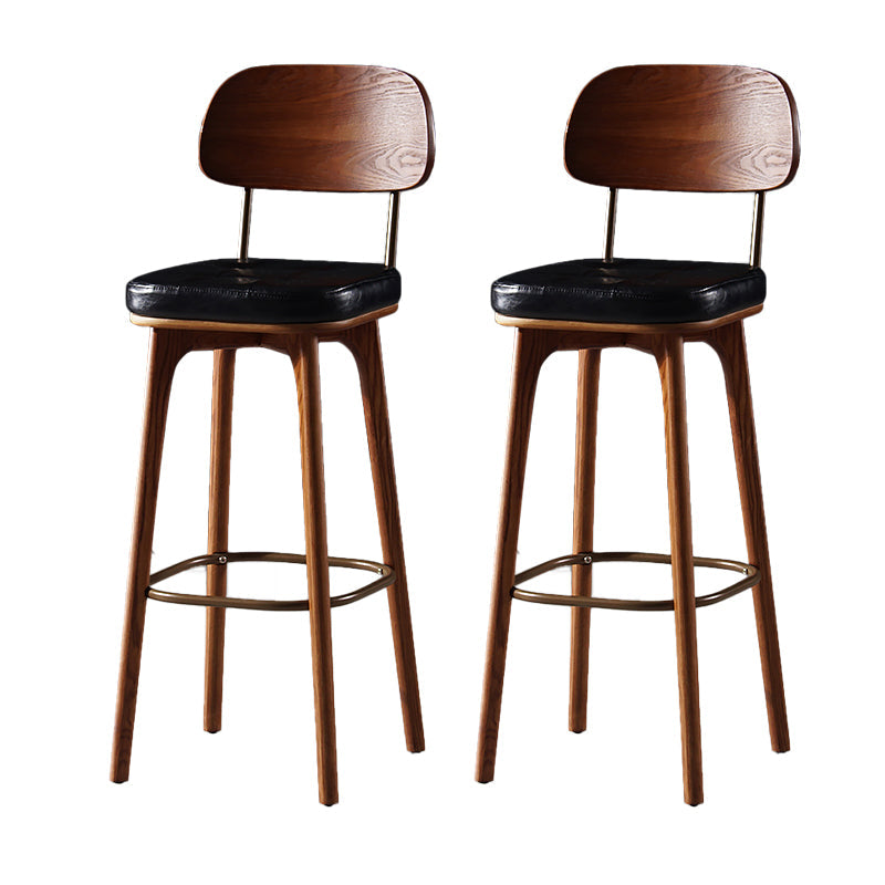 Leather Bar Stools with Wood Frame Contemporary Armless Stools for Home