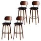 Leather Bar Stools with Wood Frame Contemporary Armless Stools for Home