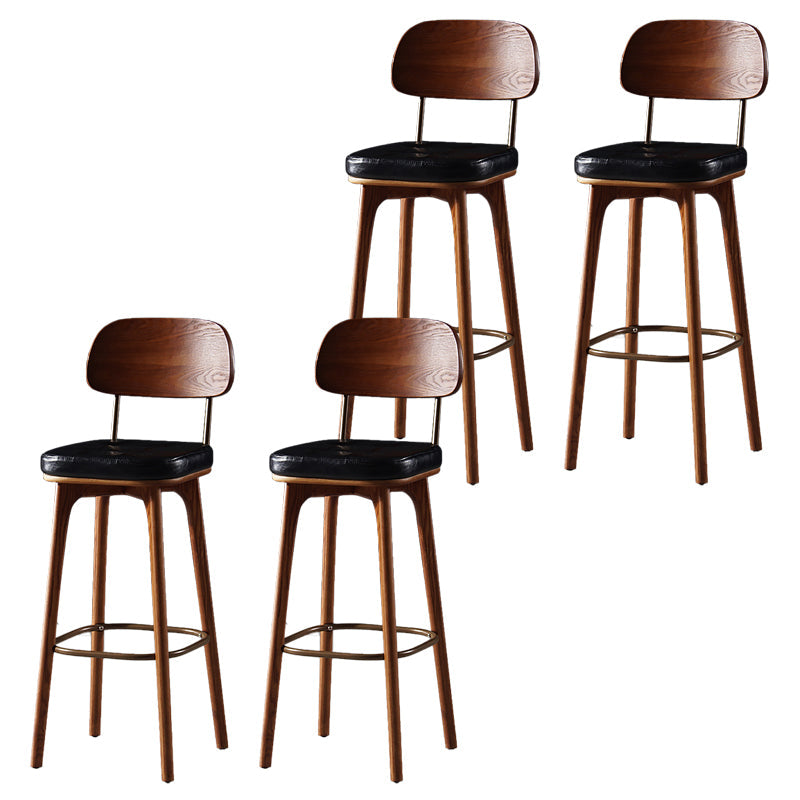 Leather Bar Stools with Wood Frame Contemporary Armless Stools for Home