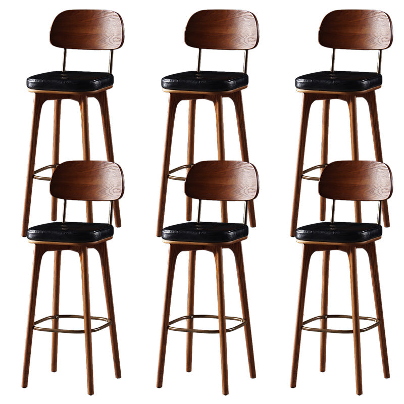Leather Bar Stools with Wood Frame Contemporary Armless Stools for Home