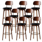 Leather Bar Stools with Wood Frame Contemporary Armless Stools for Home