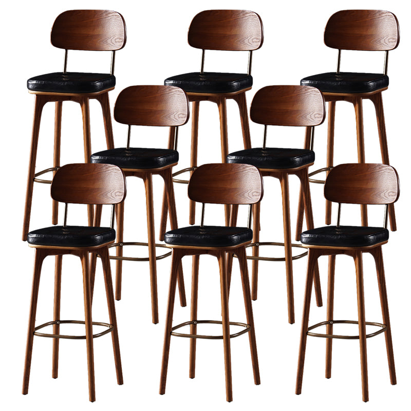 Leather Bar Stools with Wood Frame Contemporary Armless Stools for Home