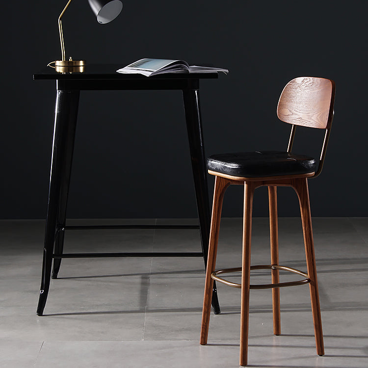 Leather Bar Stools with Wood Frame Contemporary Armless Stools for Home