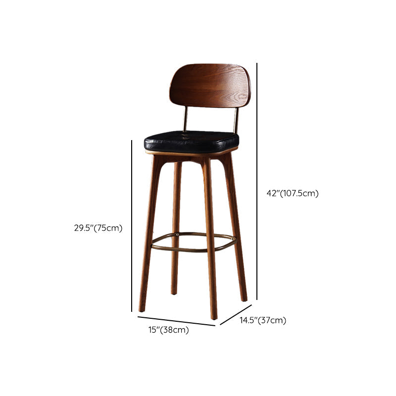 Leather Bar Stools with Wood Frame Contemporary Armless Stools for Home