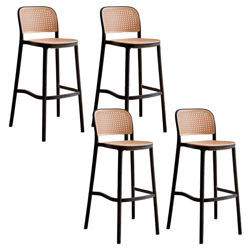 Plastic Matte Finish Bar Chairs for Home Modern Indoor Bar Stools Brown-Black 4 Piece Set Clearhalo 'Bar Furniture' 'Bar Stools' 'bar_stools' 'furn' 'furn_bar_stools' 'Furniture' 'Kitchen & Dining Furniture' 7485179