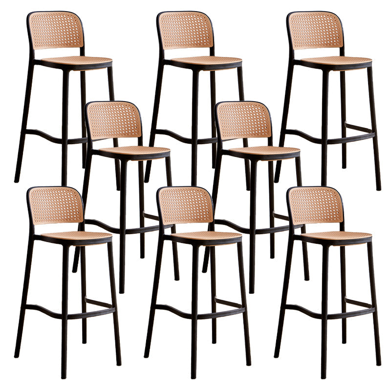 Plastic Matte Finish Bar Chairs for Home Modern Indoor Bar Stools Brown-Black 8 Piece Set Clearhalo 'Bar Furniture' 'Bar Stools' 'bar_stools' 'furn' 'furn_bar_stools' 'Furniture' 'Kitchen & Dining Furniture' 7485181