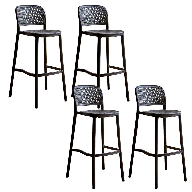 Plastic Matte Finish Bar Chairs for Home Modern Indoor Bar Stools Dark Gray-Black 4 Piece Set Clearhalo 'Bar Furniture' 'Bar Stools' 'bar_stools' 'furn' 'furn_bar_stools' 'Furniture' 'Kitchen & Dining Furniture' 7485184