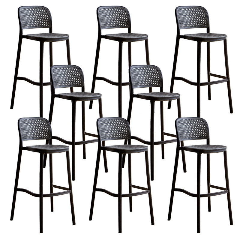 Plastic Matte Finish Bar Chairs for Home Modern Indoor Bar Stools Dark Gray-Black 8 Piece Set Clearhalo 'Bar Furniture' 'Bar Stools' 'bar_stools' 'furn' 'furn_bar_stools' 'Furniture' 'Kitchen & Dining Furniture' 7485185