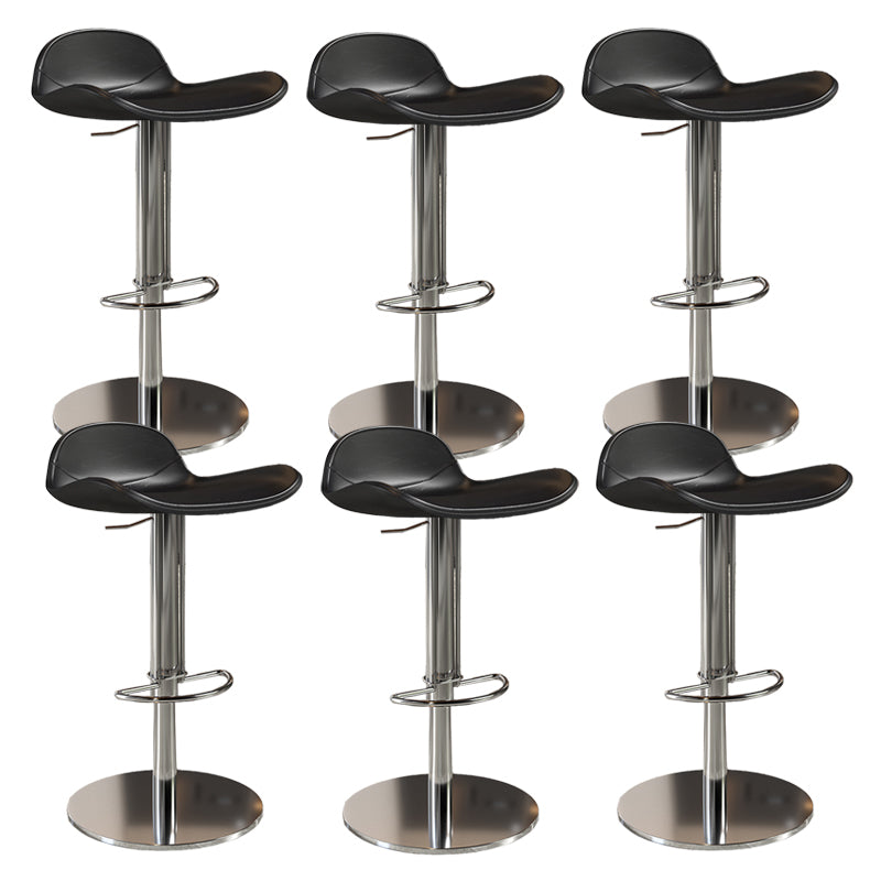 Contemporary Metal Legs Bar Stools Faux Leather Counter Chair Black 6 Piece Set Clearhalo 'Bar Furniture' 'Bar Stools' 'bar_stools' 'furn' 'furn_bar_stools' 'Furniture' 'Kitchen & Dining Furniture' 7485193