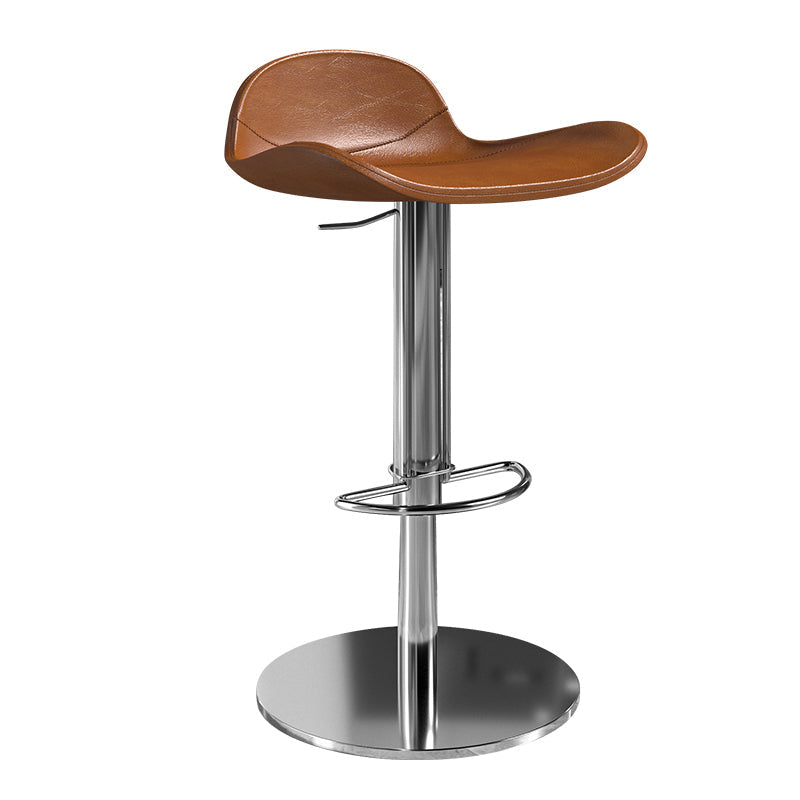 Contemporary Metal Legs Bar Stools Faux Leather Counter Chair Orange 1 Piece Clearhalo 'Bar Furniture' 'Bar Stools' 'bar_stools' 'furn' 'furn_bar_stools' 'Furniture' 'Kitchen & Dining Furniture' 7485196