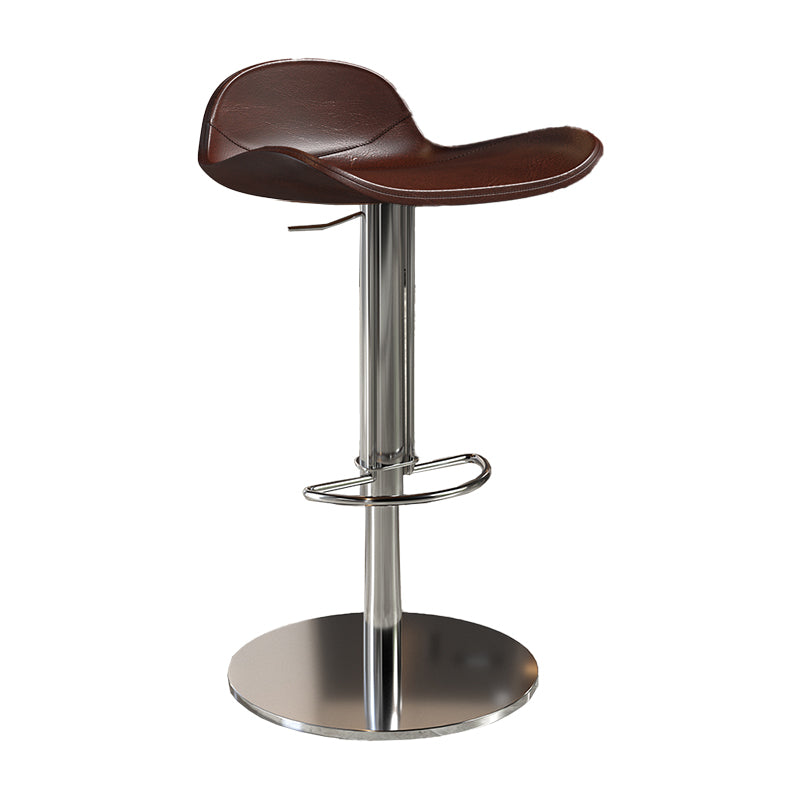 Contemporary Metal Legs Bar Stools Faux Leather Counter Chair Brown 1 Piece Clearhalo 'Bar Furniture' 'Bar Stools' 'bar_stools' 'furn' 'furn_bar_stools' 'Furniture' 'Kitchen & Dining Furniture' 7485206