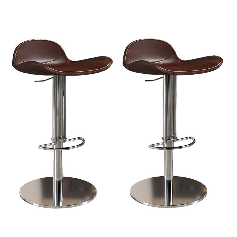 Contemporary Metal Legs Bar Stools Faux Leather Counter Chair Brown 2 Piece Set Clearhalo 'Bar Furniture' 'Bar Stools' 'bar_stools' 'furn' 'furn_bar_stools' 'Furniture' 'Kitchen & Dining Furniture' 7485207