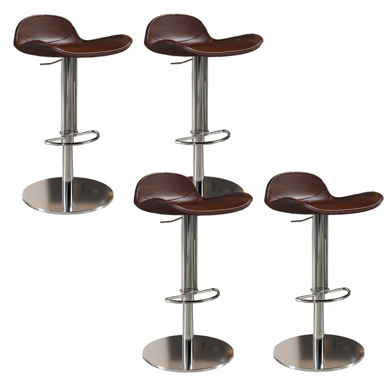 Contemporary Metal Legs Bar Stools Faux Leather Counter Chair Brown 4 Piece Set Clearhalo 'Bar Furniture' 'Bar Stools' 'bar_stools' 'furn' 'furn_bar_stools' 'Furniture' 'Kitchen & Dining Furniture' 7485208