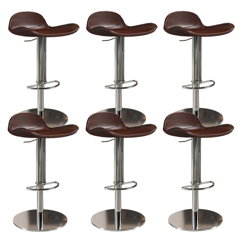 Contemporary Metal Legs Bar Stools Faux Leather Counter Chair Brown 6 Piece Set Clearhalo 'Bar Furniture' 'Bar Stools' 'bar_stools' 'furn' 'furn_bar_stools' 'Furniture' 'Kitchen & Dining Furniture' 7485209