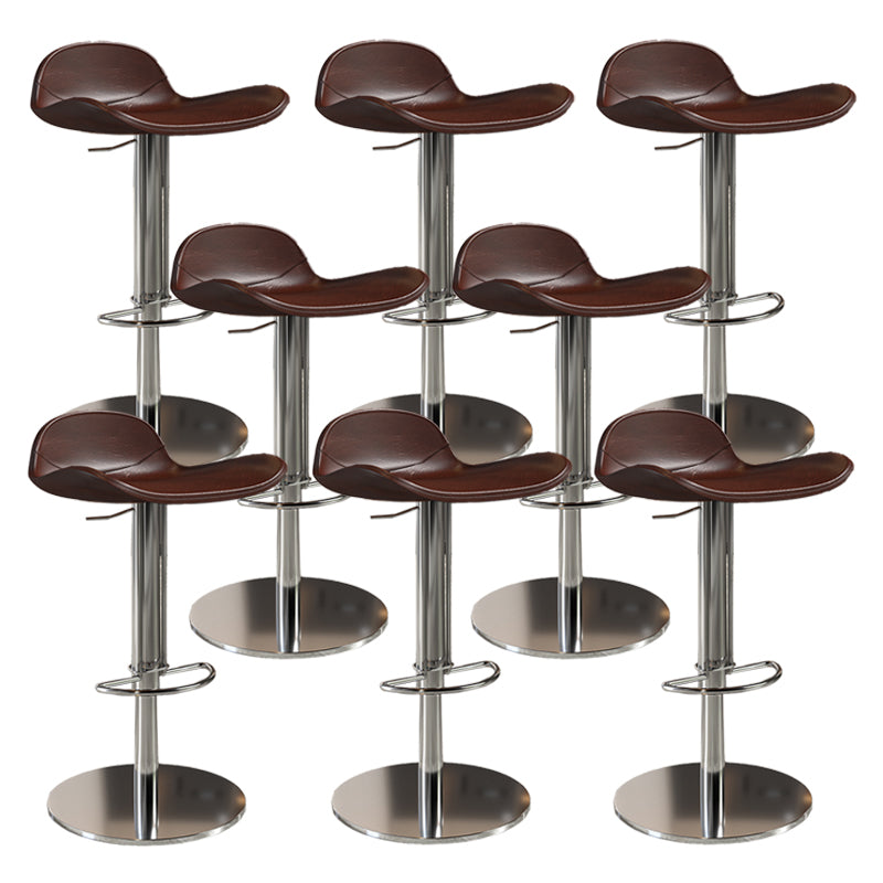 Contemporary Metal Legs Bar Stools Faux Leather Counter Chair Brown 8 Piece Set Clearhalo 'Bar Furniture' 'Bar Stools' 'bar_stools' 'furn' 'furn_bar_stools' 'Furniture' 'Kitchen & Dining Furniture' 7485210