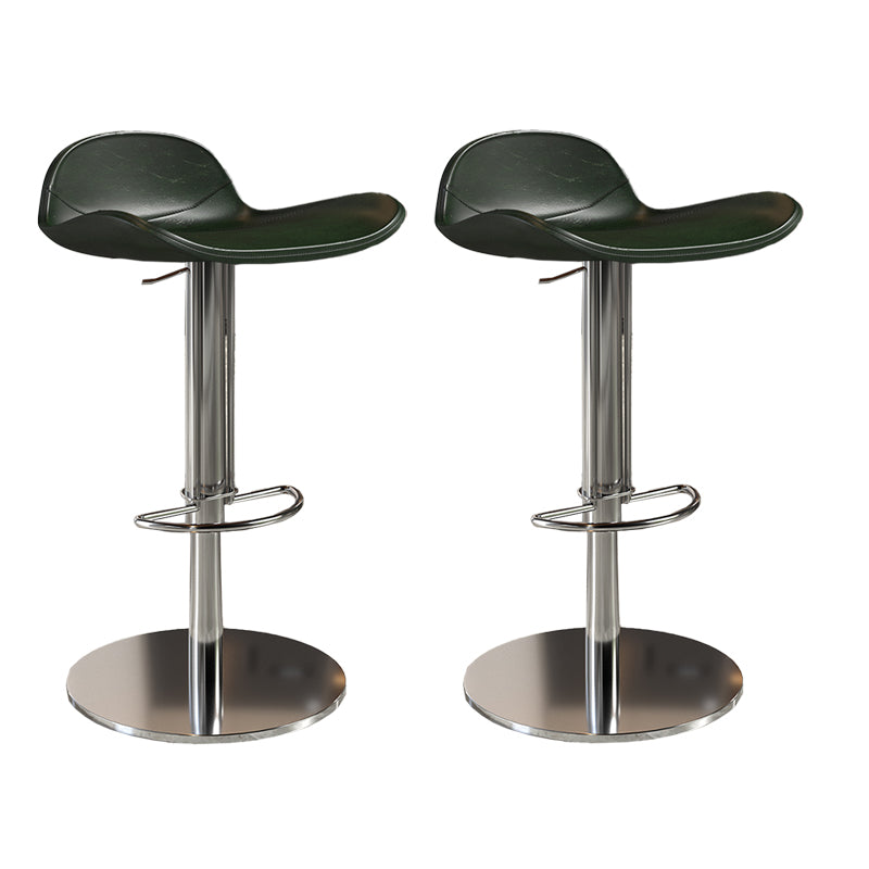 Contemporary Metal Legs Bar Stools Faux Leather Counter Chair Green 2 Piece Set Clearhalo 'Bar Furniture' 'Bar Stools' 'bar_stools' 'furn' 'furn_bar_stools' 'Furniture' 'Kitchen & Dining Furniture' 7485217