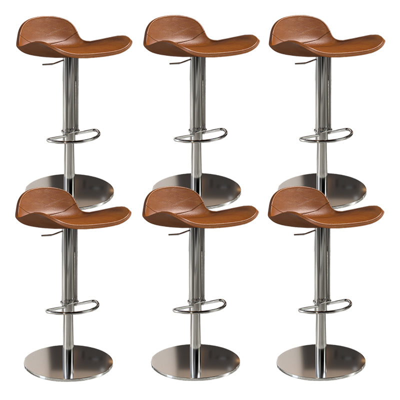 Contemporary Metal Legs Bar Stools Faux Leather Counter Chair Orange 6 Piece Set Clearhalo 'Bar Furniture' 'Bar Stools' 'bar_stools' 'furn' 'furn_bar_stools' 'Furniture' 'Kitchen & Dining Furniture' 7485223