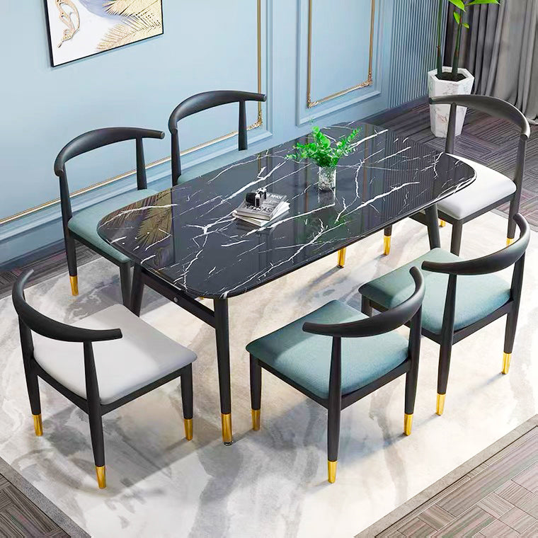 Black Dining Table Rectangle Dining Table for Kitchen Dining Room