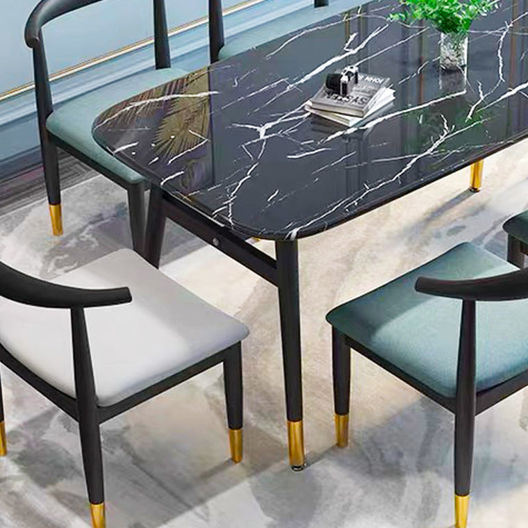 Black Dining Table Rectangle Dining Table for Kitchen Dining Room