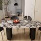 Oval Industrial Dinner Room Kitchen Table Double Pedestal Dining Table Clearhalo 'Dining Tables & Seating' 'Dining Tables' 'dining_table' 'furn' 'furn_dining_table' 'Furniture' 'Kitchen & Dining Furniture' 7485332