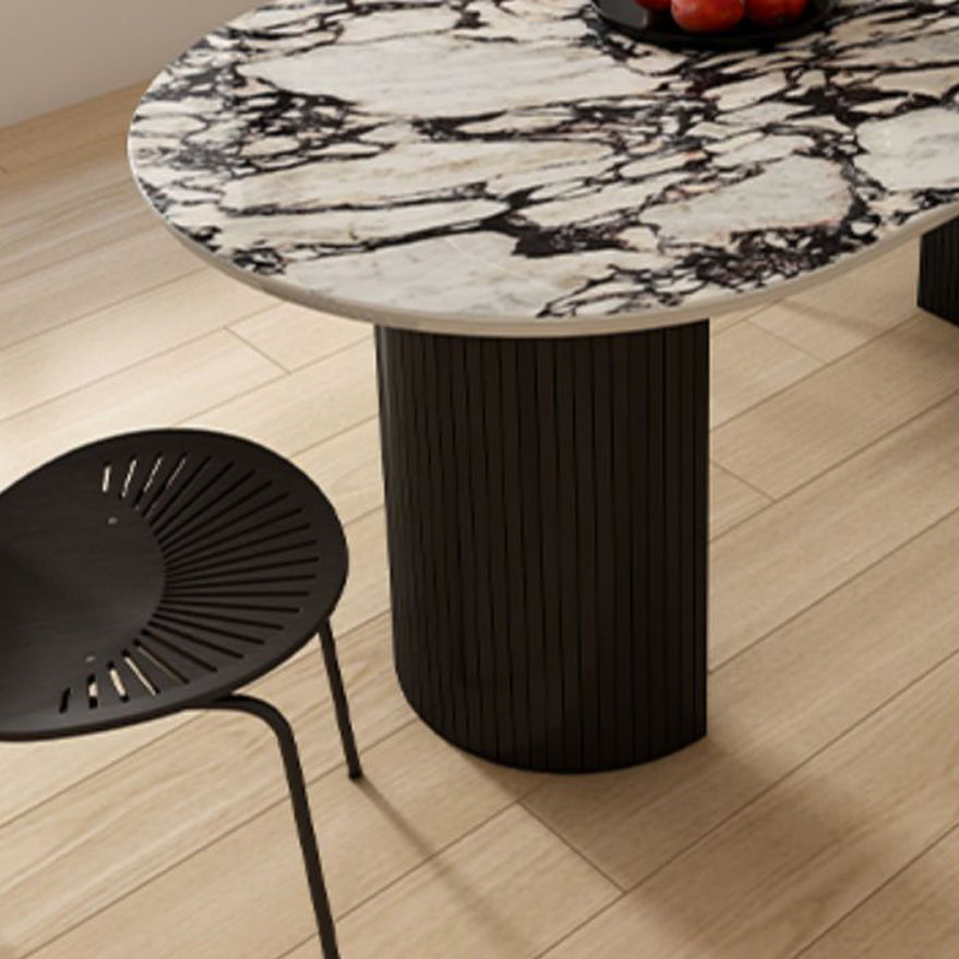 Oval Industrial Dinner Room Kitchen Table Double Pedestal Dining Table Clearhalo 'Dining Tables & Seating' 'Dining Tables' 'dining_table' 'furn' 'furn_dining_table' 'Furniture' 'Kitchen & Dining Furniture' 7485334